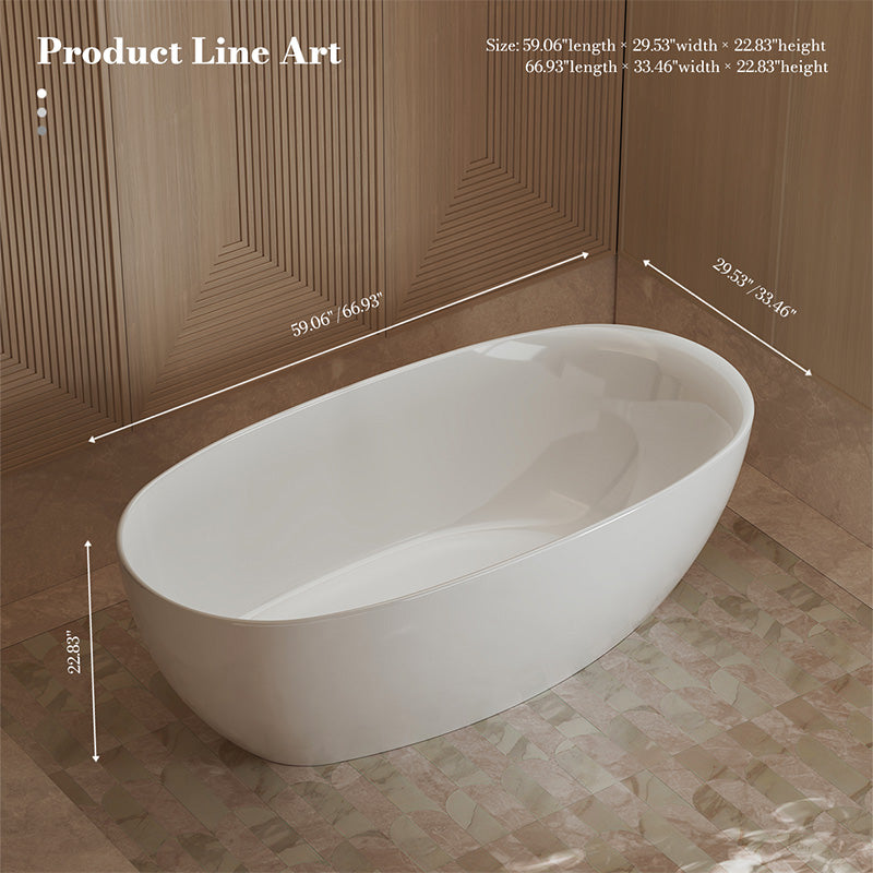 51-67 Inch MonBlari Acrylic Freestanding Bathtub