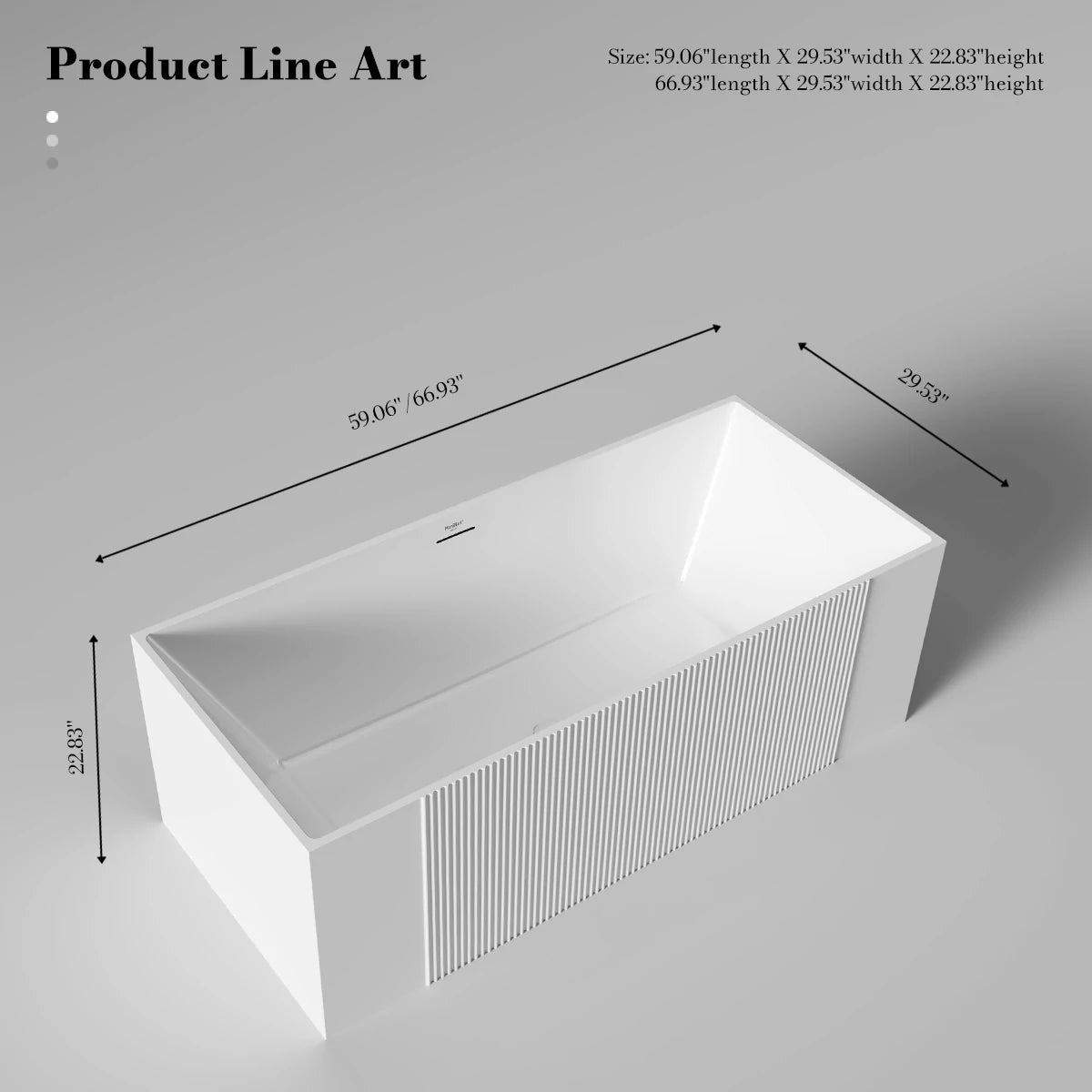 43-67 Inch MonBlari Acrylic Freestanding Bathtub Fluted