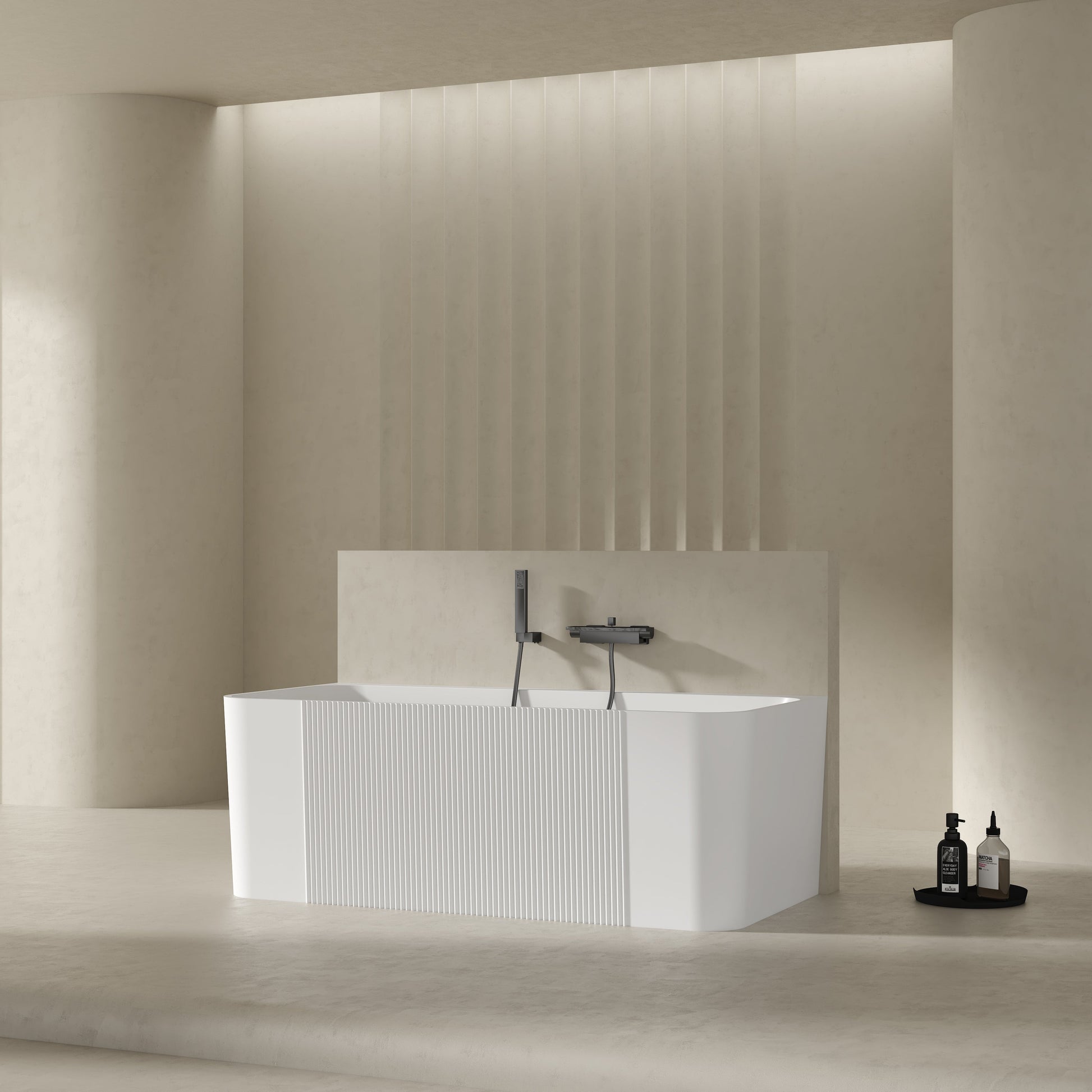 MonBlari Acrylic Back to Wall Bathtub XY-2006-GW-SideView