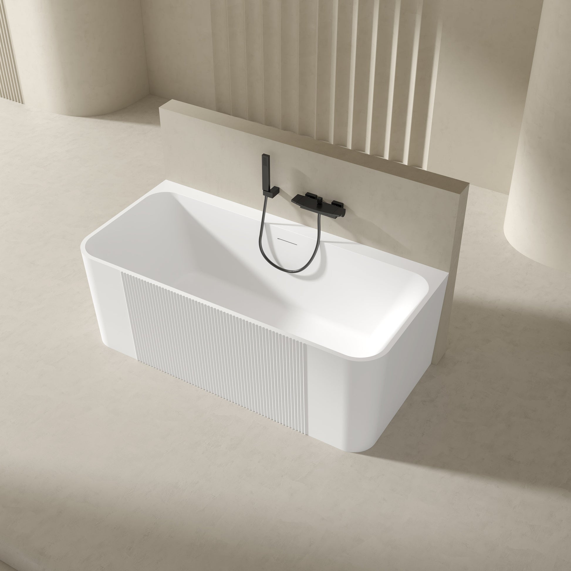 MonBlari Acrylic Back to Wall Bathtub XY-2006-GW-SideTop