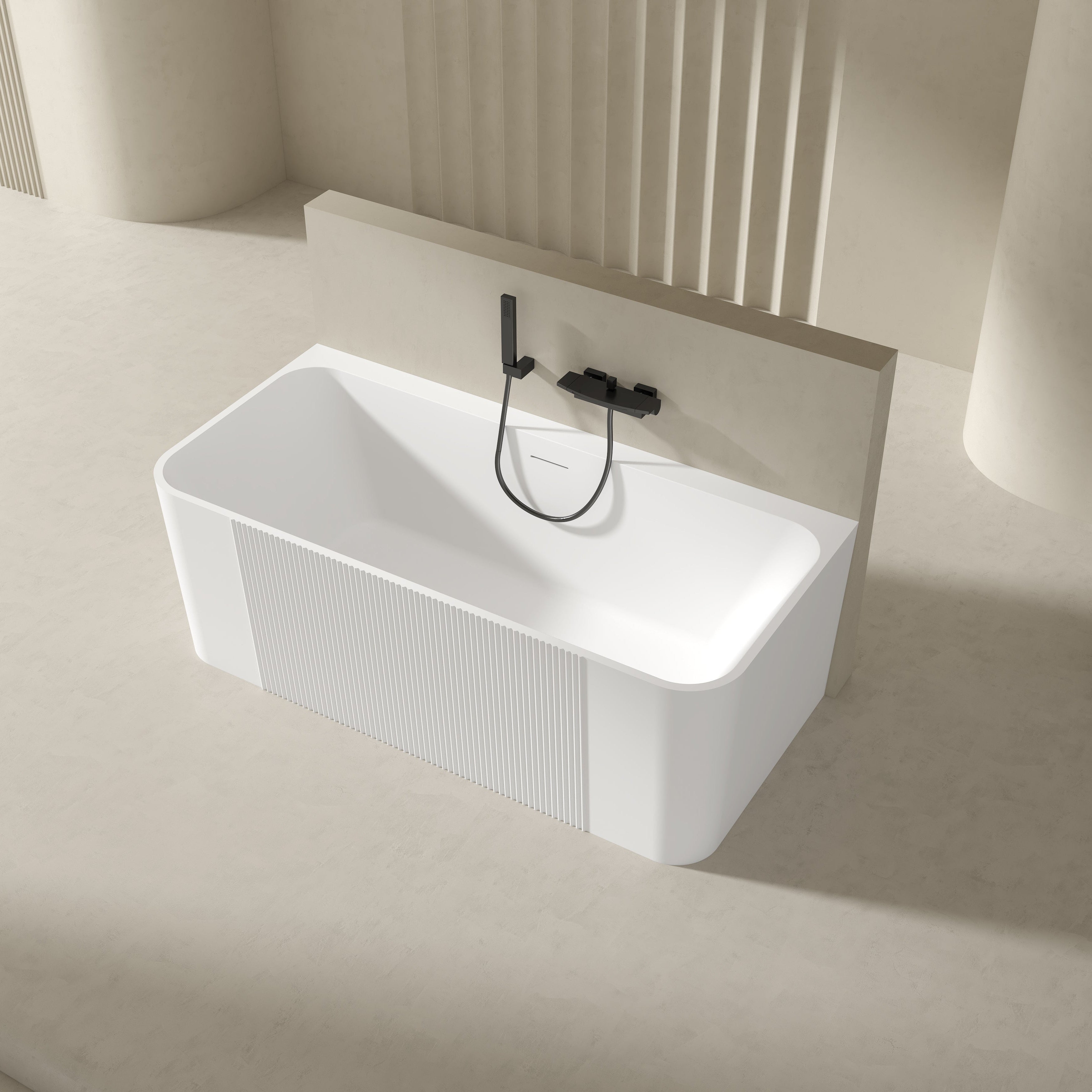 MonBlari Acrylic Back to Wall Bathtub XY-2006-GW-SideTop