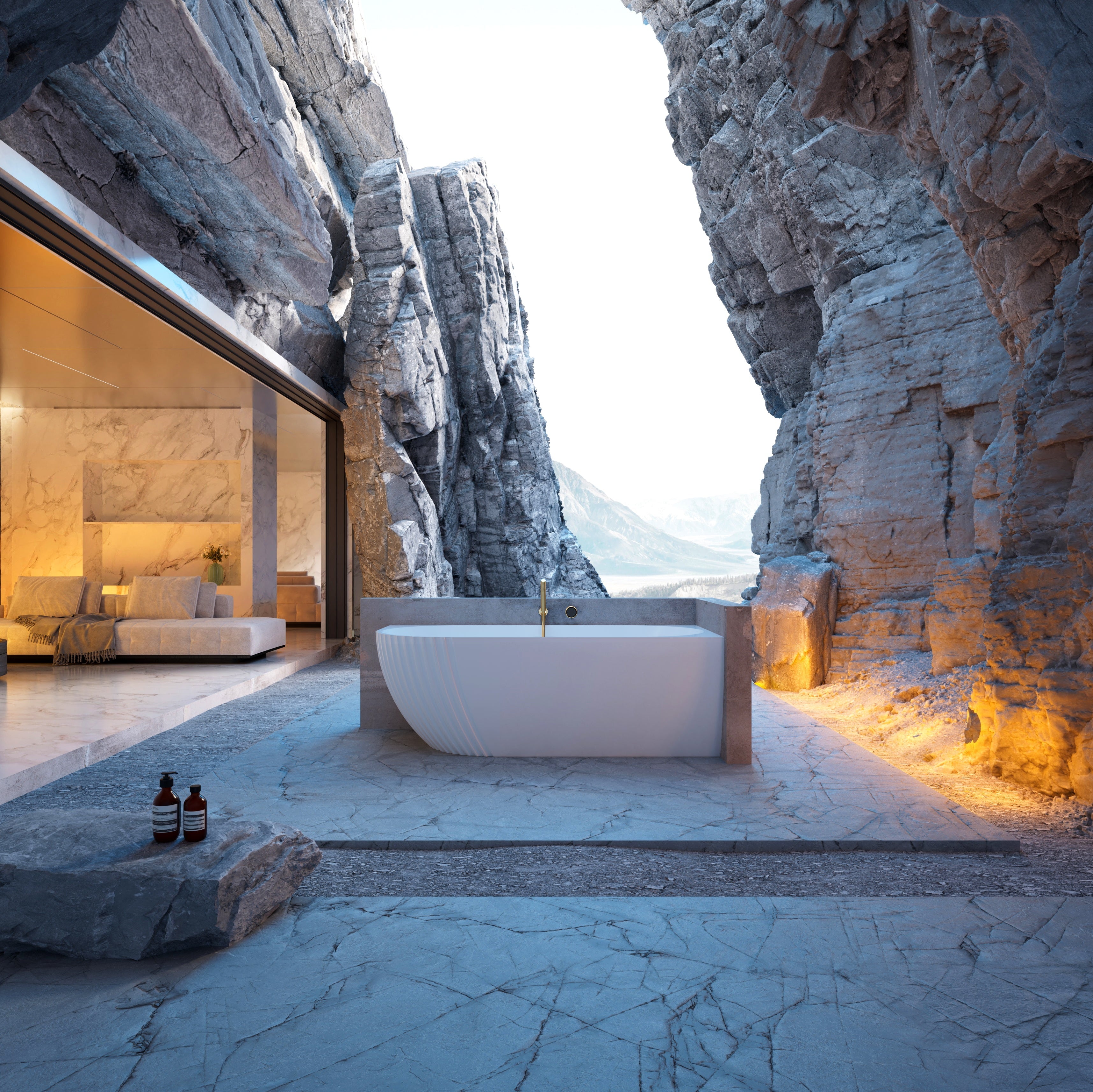 MonBlari Acrylic Back to Wall Bathtub XY-5003-GW-FrontView