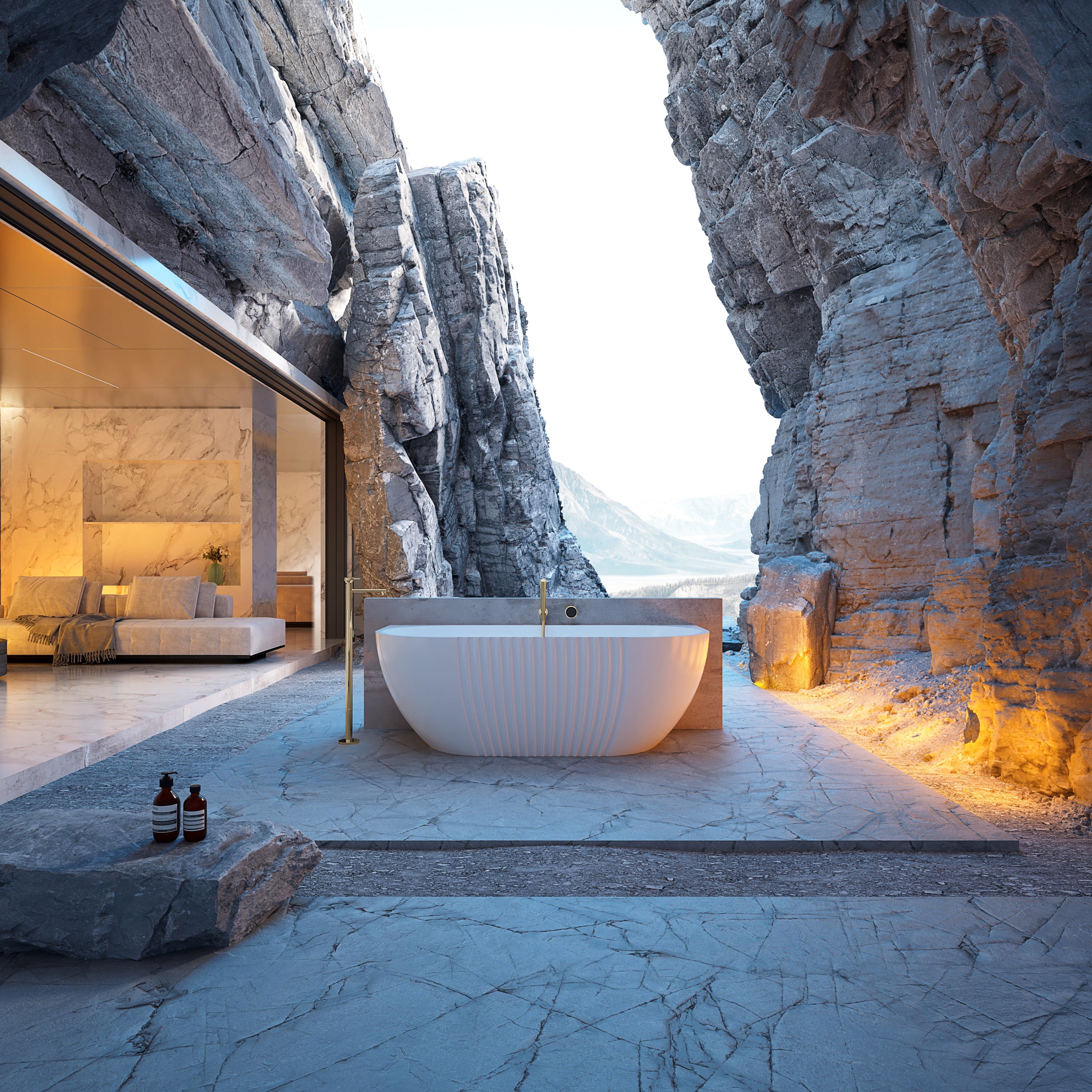 MonBlari Acrylic Back to Wall Bathtub XY-5006-GW-FrontView