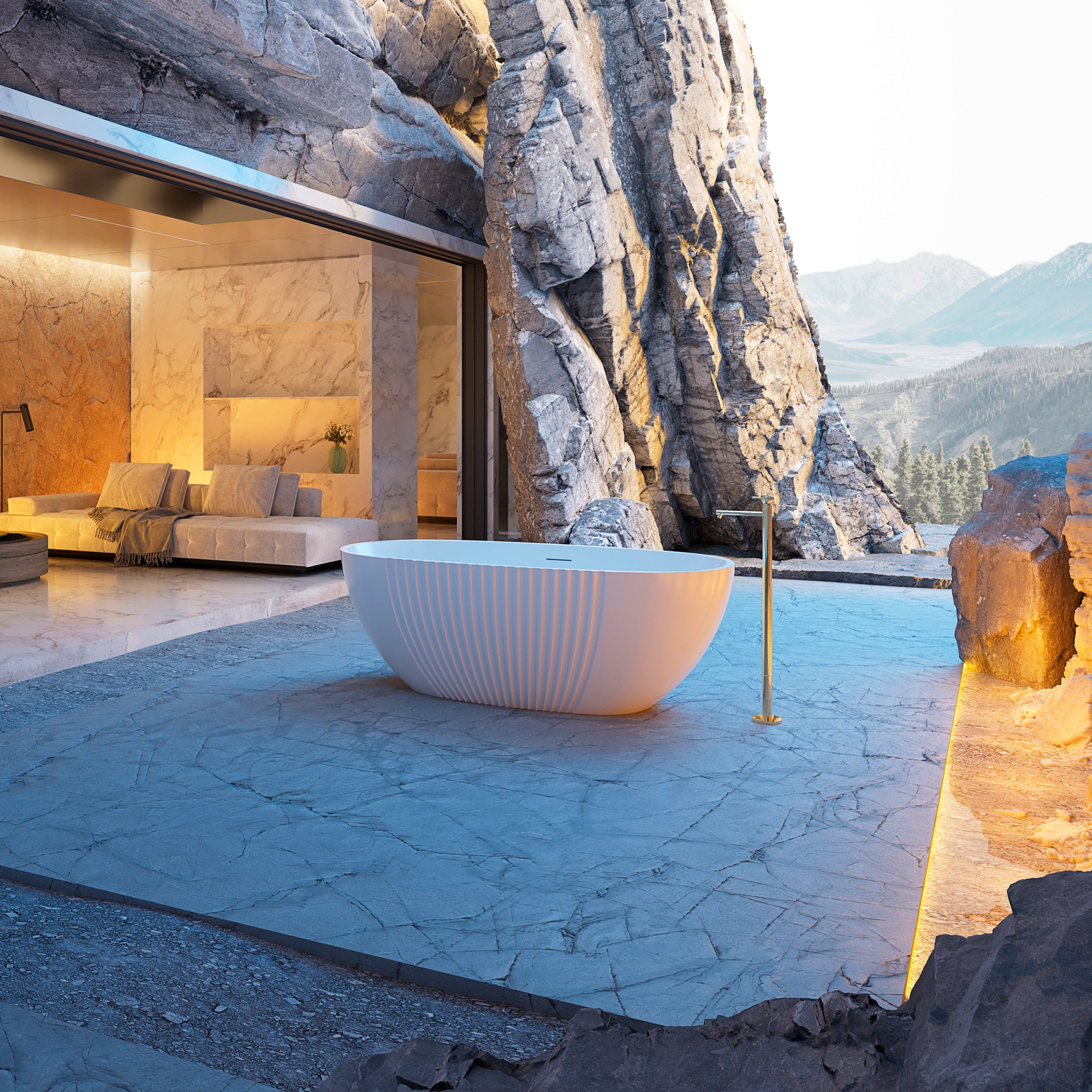 MonBlari Acrylic Freestanding Bathtub XY-5007-GW-SideView