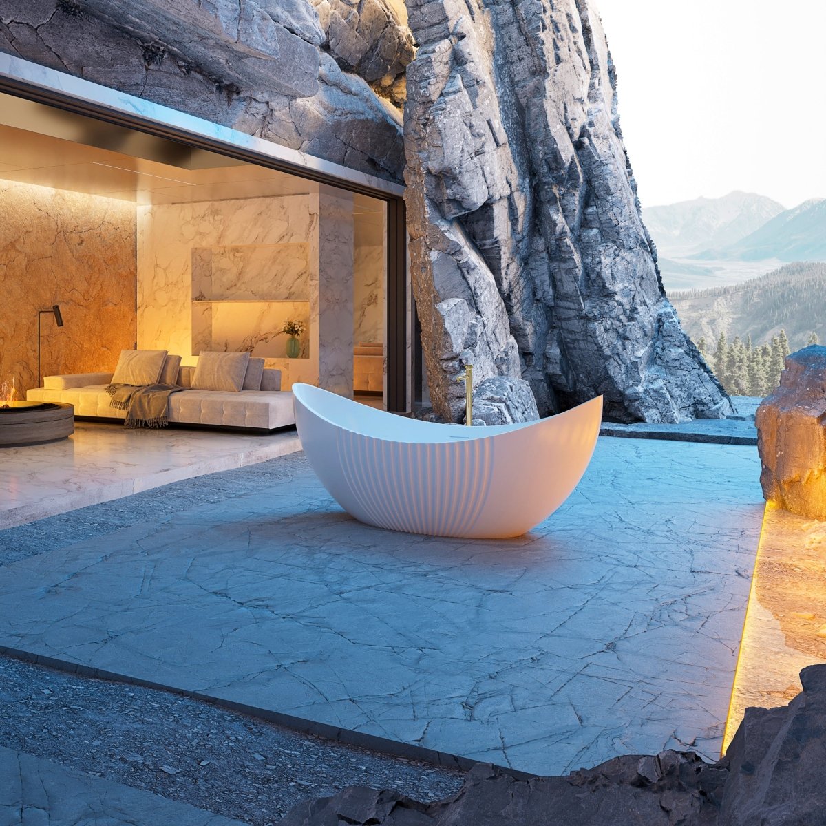 MonBlari Acrylic Freestanding Bathtub XY-5008-GW-SideView
