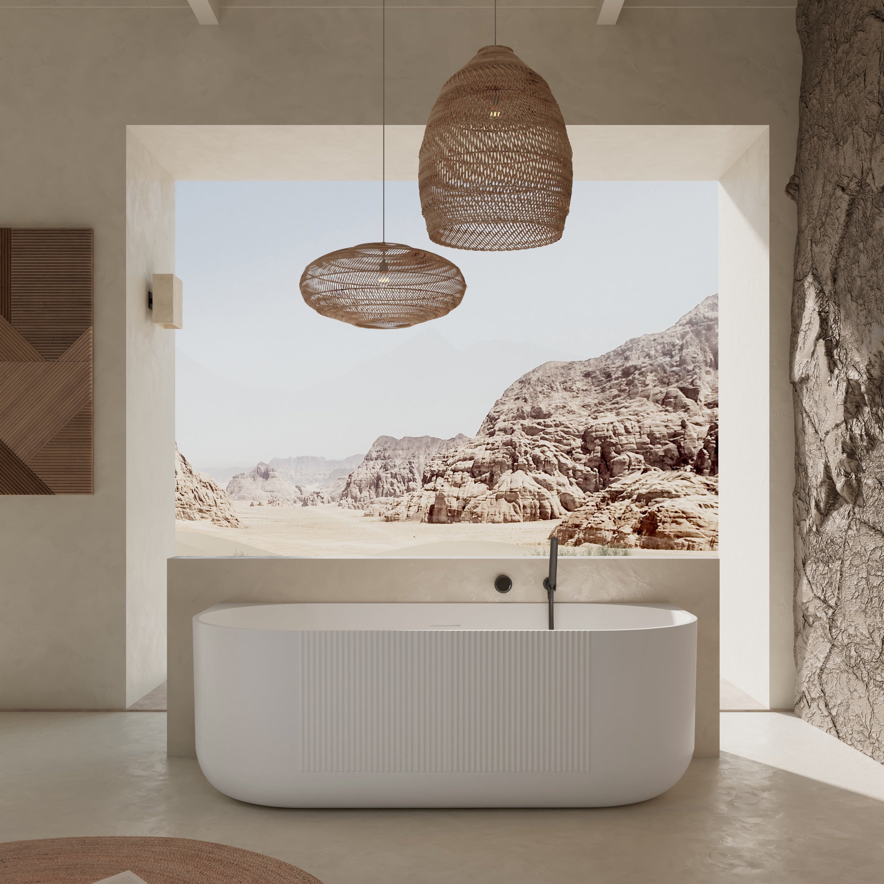 MonBlari Acrylic Back to Wall Bathtub XY-6006-GW-FrontView