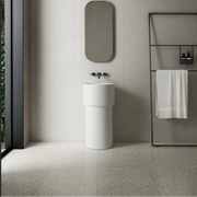 18 Inch MonBlari Solid Surface Vessel Bowl Sink Pedestal Sink TWZ351MW-FrontView