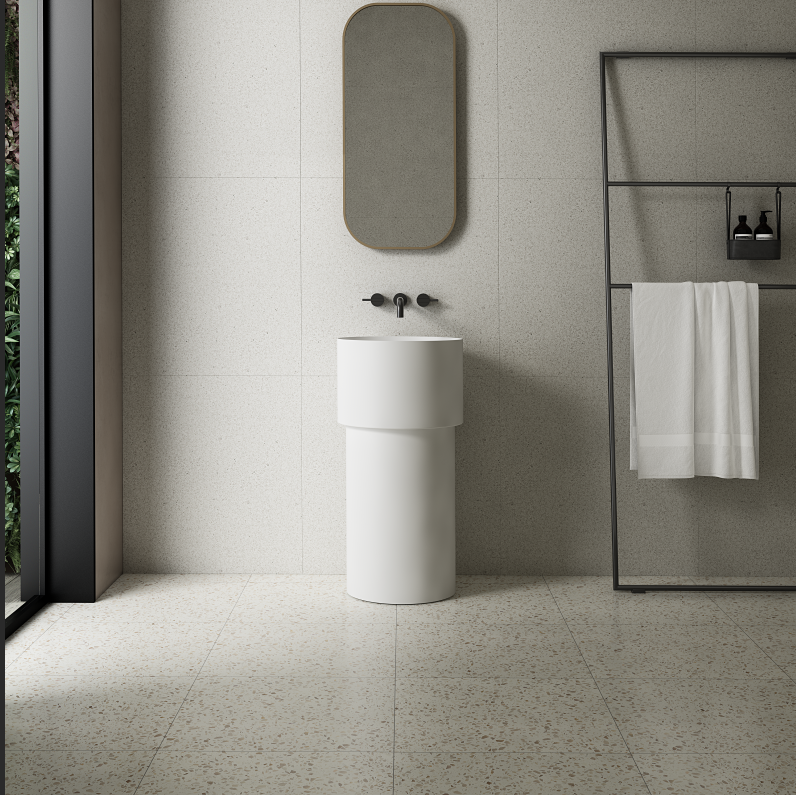 18 Inch MonBlari Solid Surface Vessel Bowl Sink Pedestal Sink TWZ351MW-FrontView