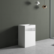 24 Inch MonBlari Solid Surface Vessel Bowl Sink Pedestal Sink XAZ71MW-FrontView