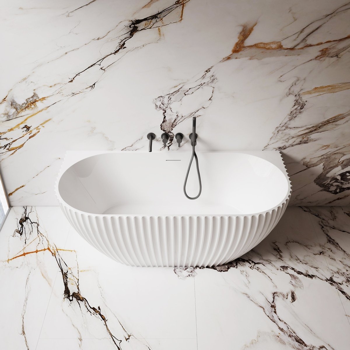 fluted bathtub acrylic bath soaking tub