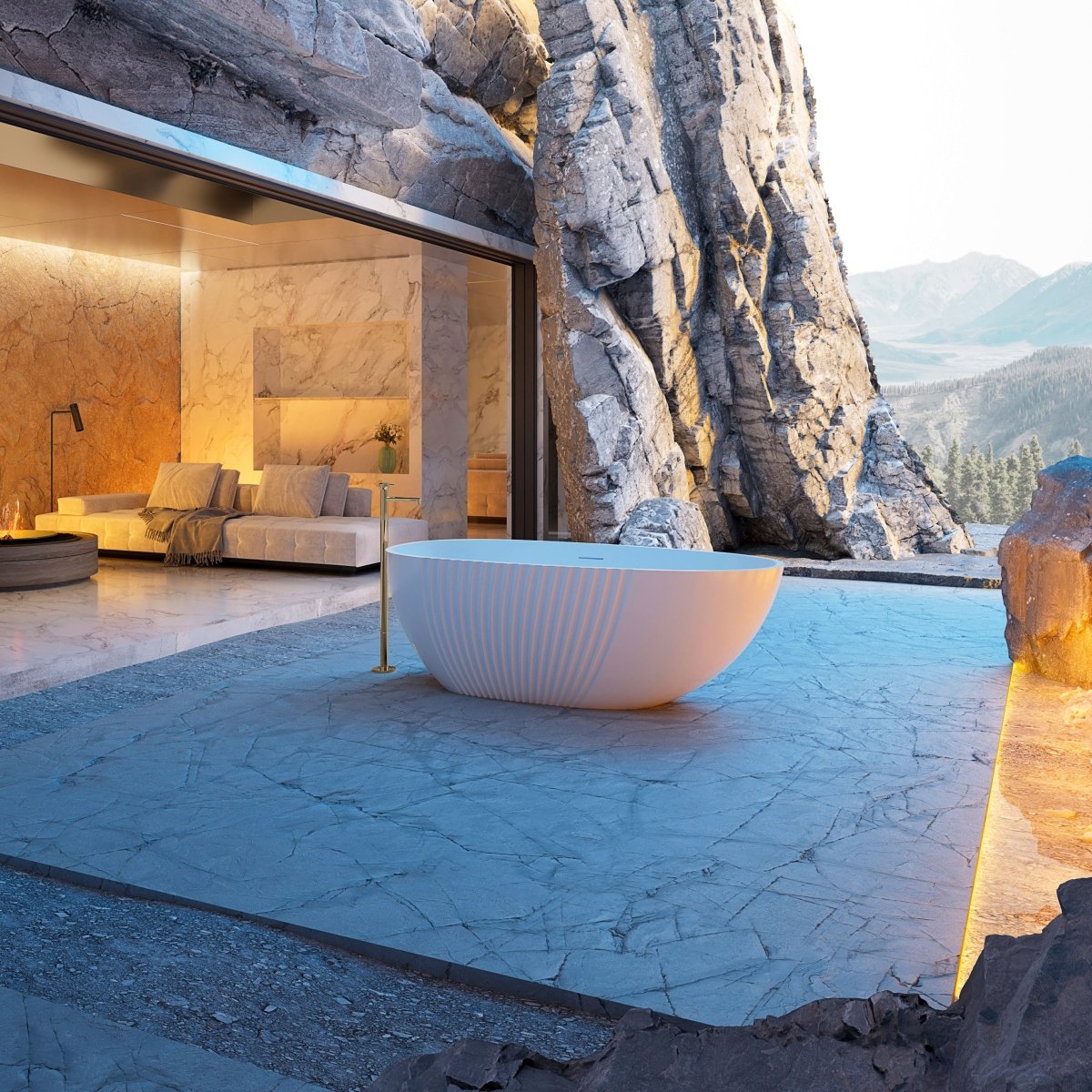 fluted soaking bathtub acrylic bath tub