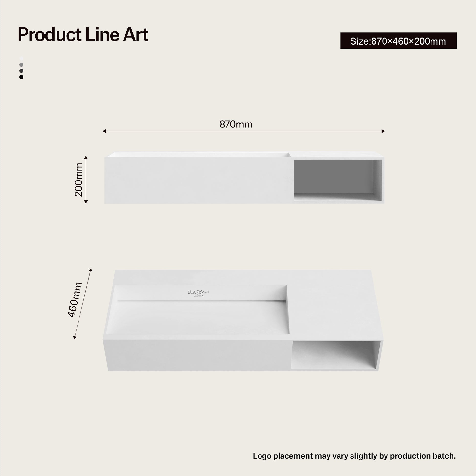 MonBlari Solid Surface Wall Mount Sink XA-G62L-9