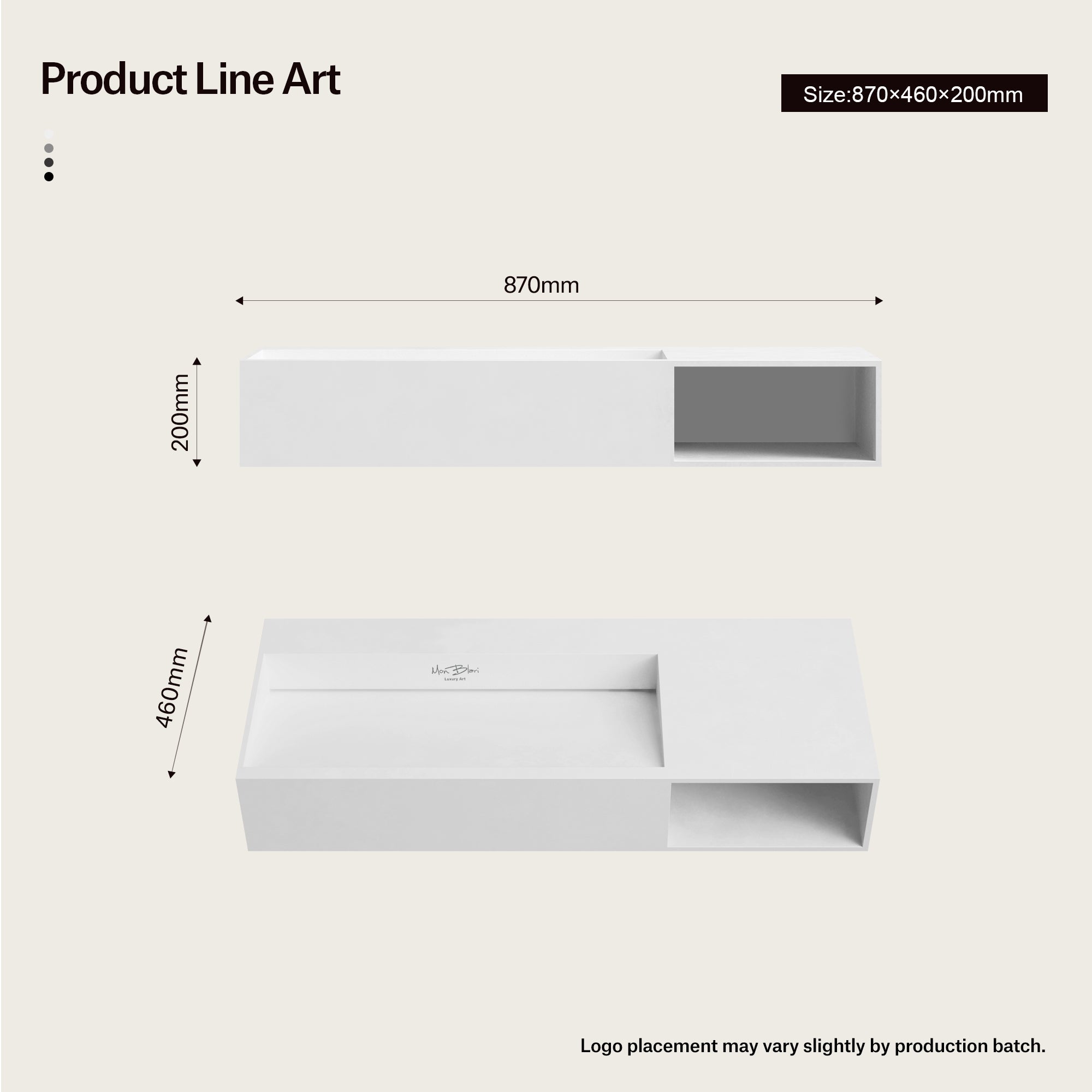 MonBlari Solid Surface Wall Mount Sink XA-G62L-9