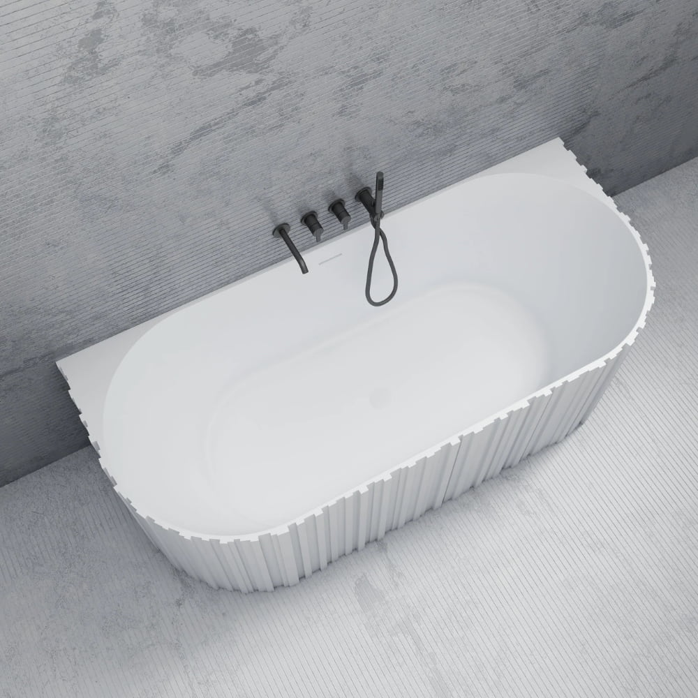 luxury bathing tub with clean linear surface pattern