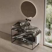 MonBlari marble bathroom sink with stainless steel console frame