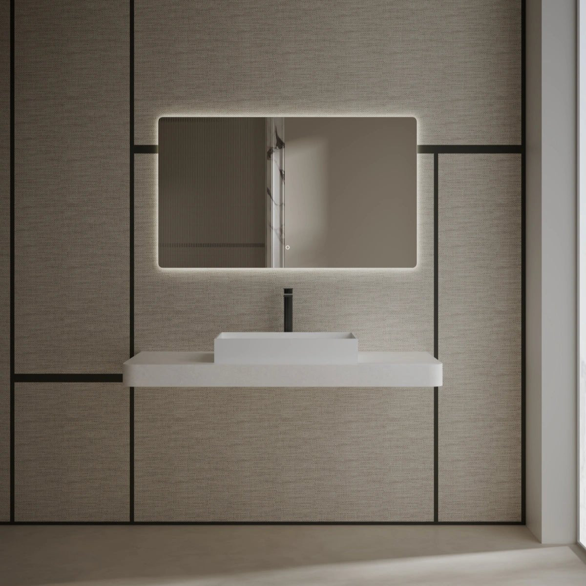 Elegant white rectangular sink basin for modern bathroom