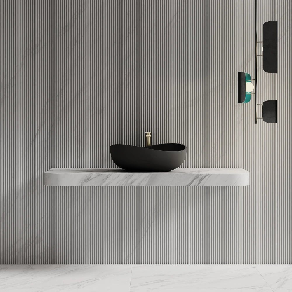 Modern bathroom vessel for vanity countertop with smooth design
