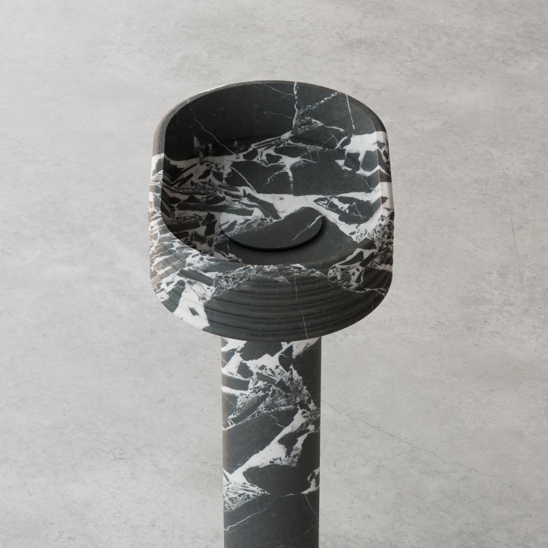 Black marble texture freestanding pedestal sink by MonBlari