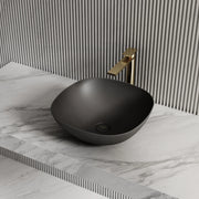 Black oval bowl sink for bathroom vanity countertop with modern design