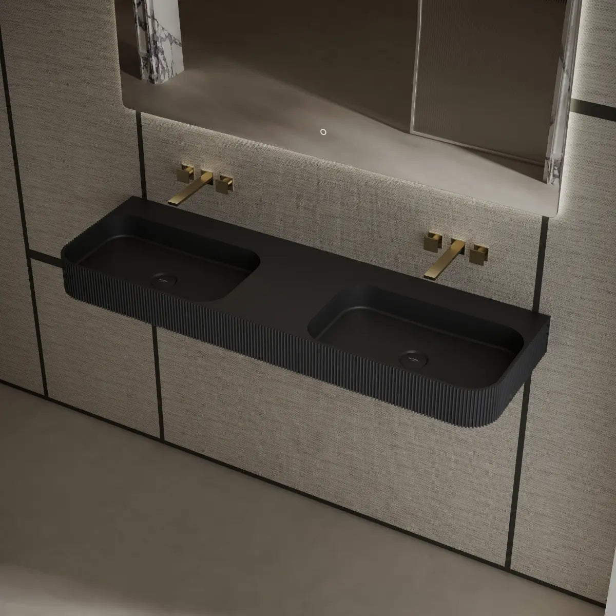 Elegant black rectangular wall mounted wash basin for luxury bathroom projects