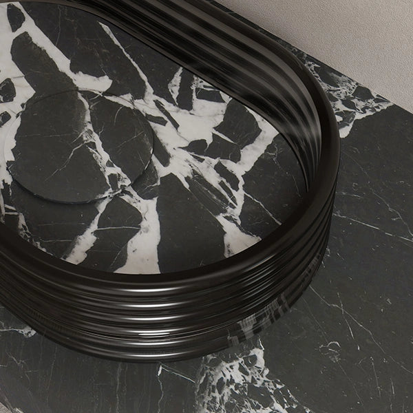 Contemporary Bulgari black marble sink with clear acrylic design