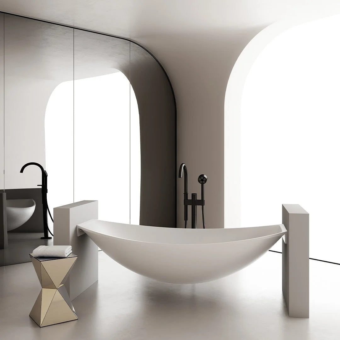 Monblari 1800MM Solid Surface Bathtubs Matte white