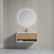 MonBlari Solid Surface Vanity With Mirror TW-2500-BACK TO WALL-FrontView