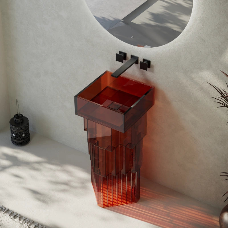 MonBlari MATRIX Series Clear Resin Freestanding Bathroom Sink