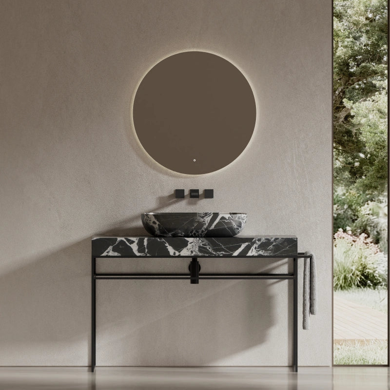 MonBlari marble console wash basin with integrated towel rail