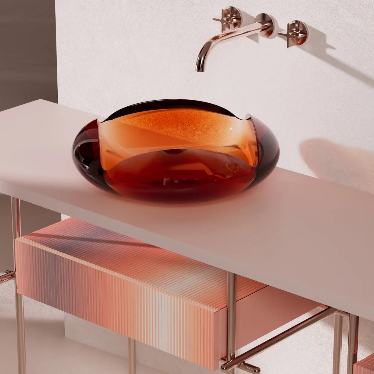 MonBlari designer bathroom vanity with dual vessel sinks for luxury interiors