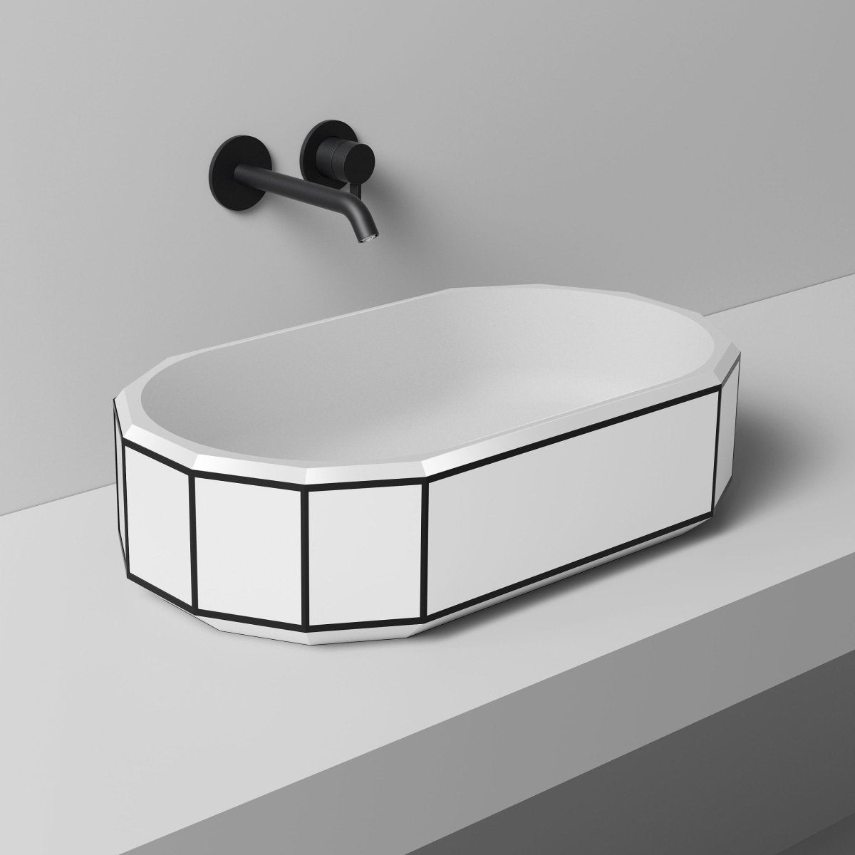 BERYL Series countertop sink with black rim and refined style