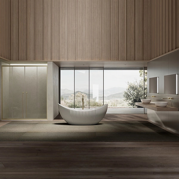 modern solid surface ribbed bath tub freestanding bathtub