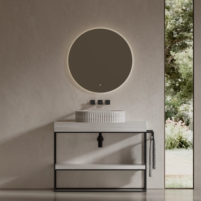 MonBlari elegant marble bathroom basin with stainless steel support