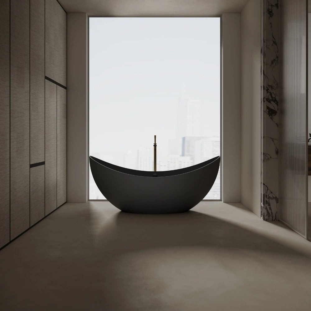 solid surface freestanding bathtub with refined appearance