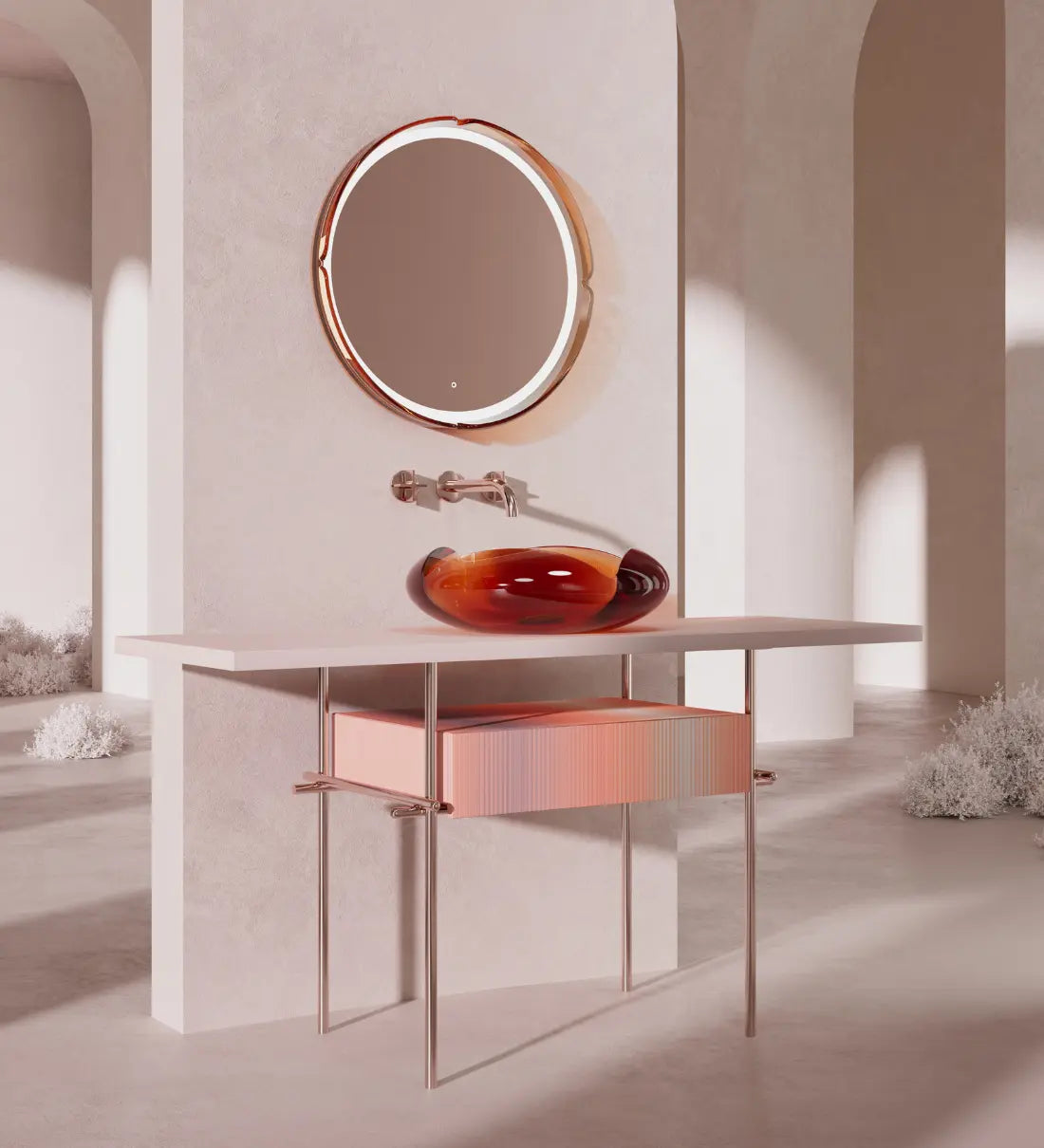 Luxury Flower Series single sink bathroom vanity