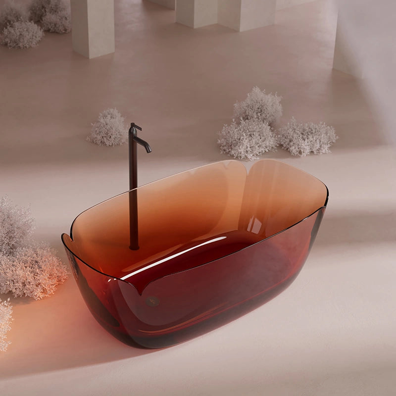 Modern clear amber resin freestanding bathtub
