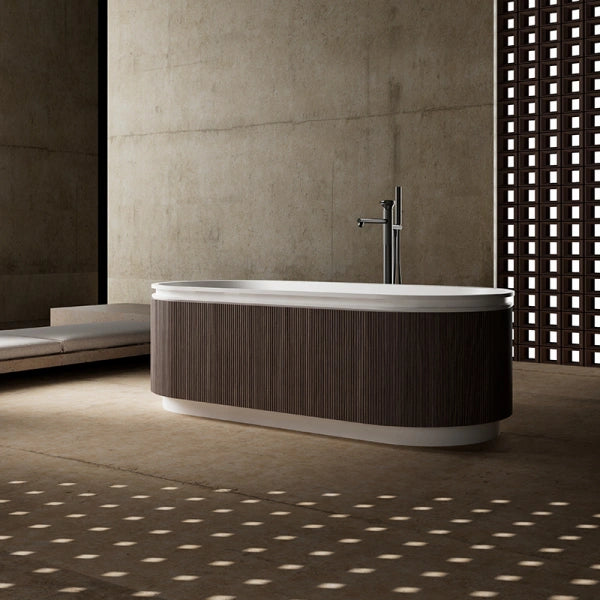 FOREST Series freestanding bathtub with fluted solid surface design