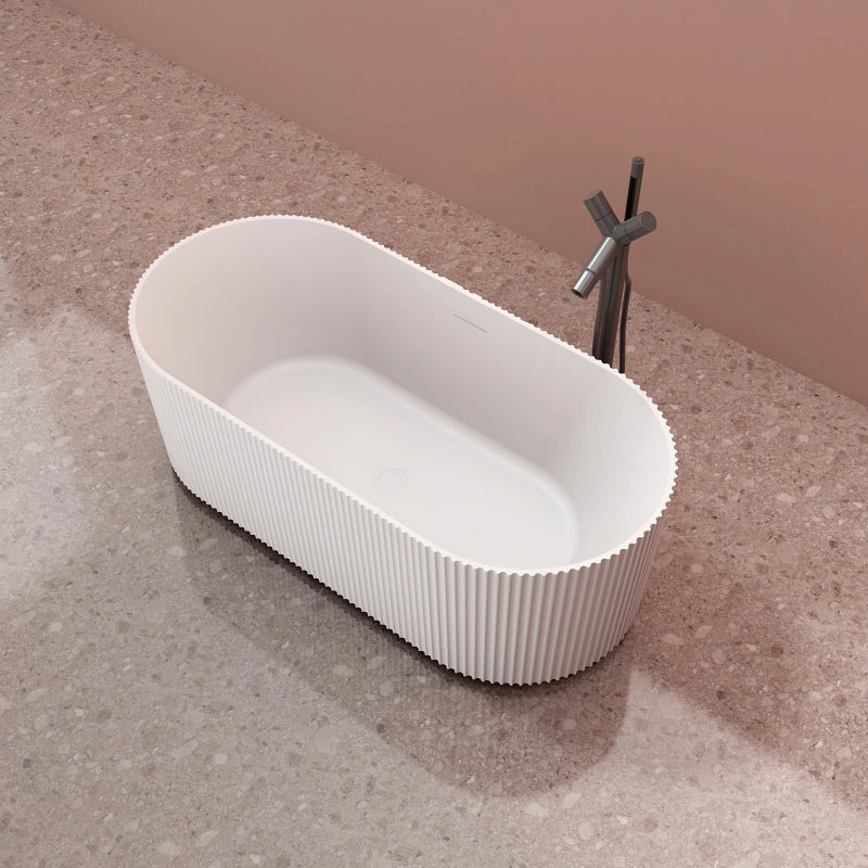 Modern fluted solid surface freestanding bathtub for luxury bathroom