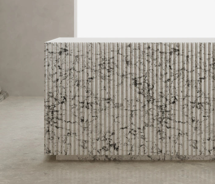 Fluted solid surface freestanding bathtub with modern design