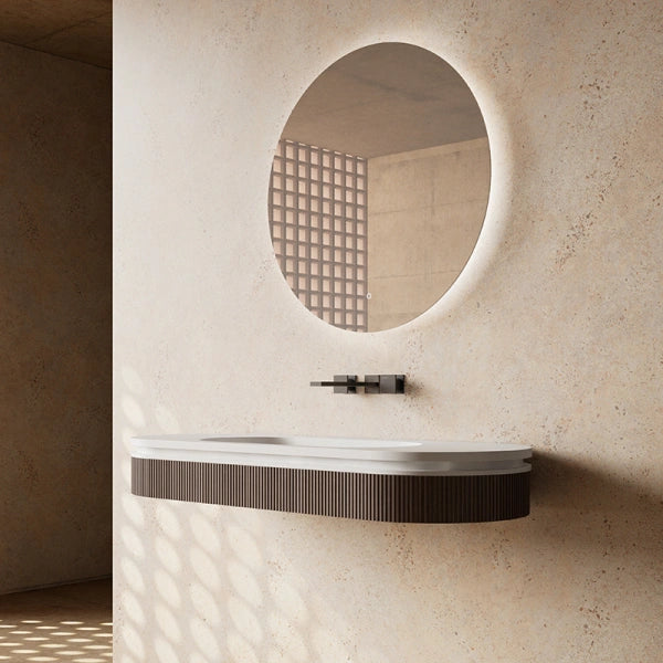 FOREST Series fluted wall-mounted sink in modern bathroom