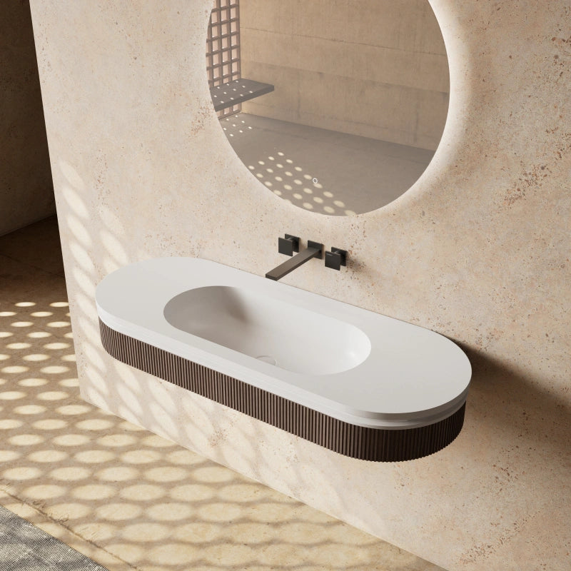 Luxury fluted wall-mounted sink by MonBlari FOREST Series