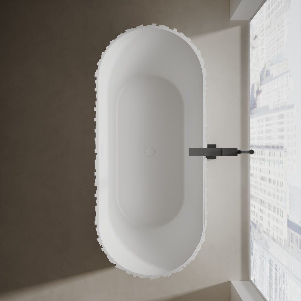 vertical groove bathtub white soaking bath