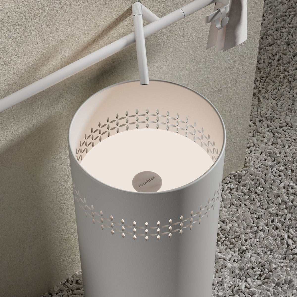 Linglong Series modern bathroom pedestal basin solid surface
