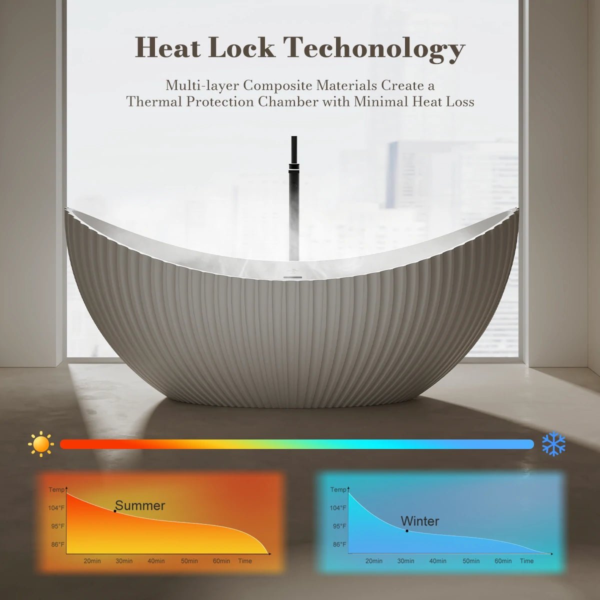 freestanding soaking bathtub combining comfort-focused design