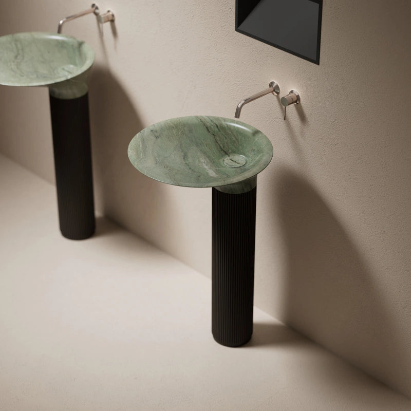 MonBlari green marble freestanding bathroom sink with sculptural design