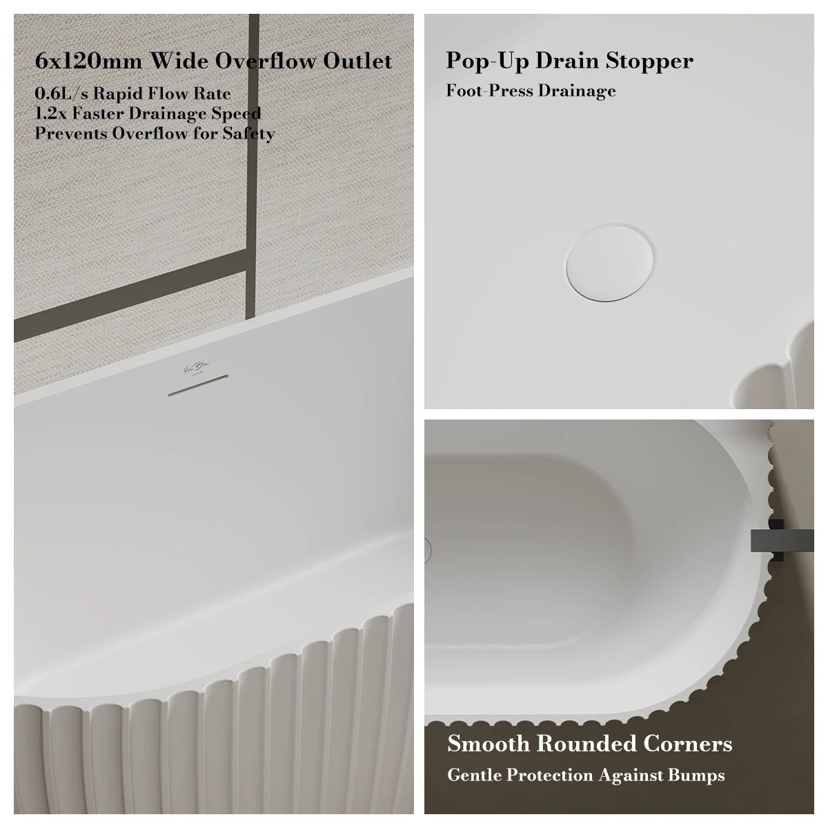 elegant oval tub with decorative vertical paneling