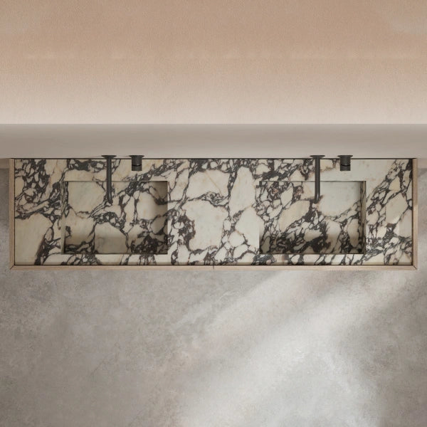 MonBlari HALO Series custom marble bathroom vanity with mirror