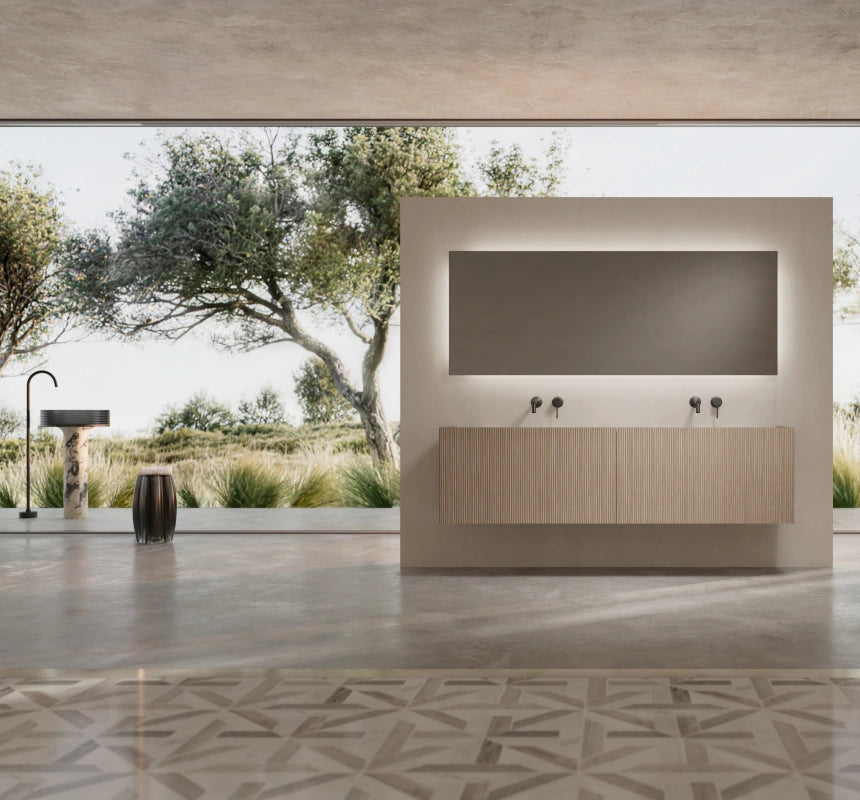 Marble bathroom vanity unit with mirror for modern interiors