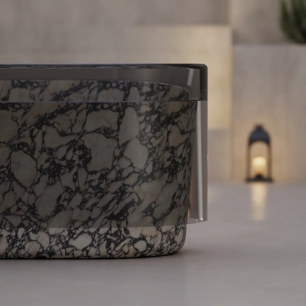 MonBlari HALO Series sculptural freestanding bathtub marble detail