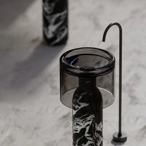 Contemporary pedestal sink with acrylic-inspired